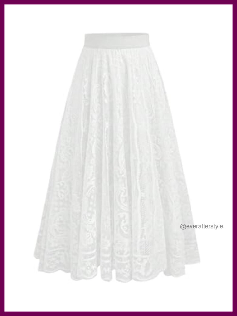 Plus Size Lace A-Line Maxi Skirt Elastic High Waist Flowy